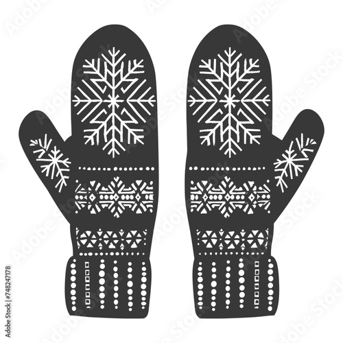 Silhouette snow knit mittens black color only full