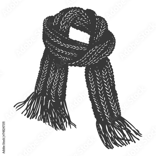 Silhouette snow knit scarf black color only full