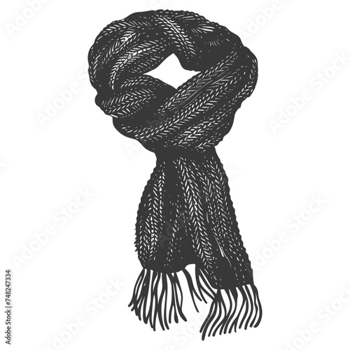 Silhouette snow knit scarf black color only full