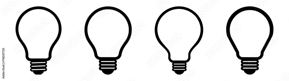 Bulb lamp icons set. Editable stroke. Bulb lamp icons set. Editable stroke.