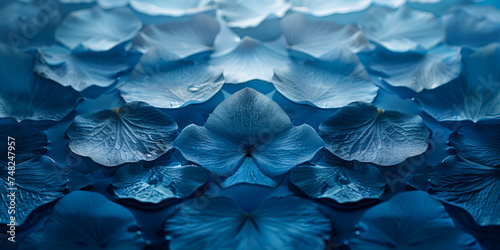  Close up of beautiful blue hydrangea flower petals background blooming in spring and summer in a garden. Beautiful bush of Hortensia flowers. Can be used as wedding and party element  
 