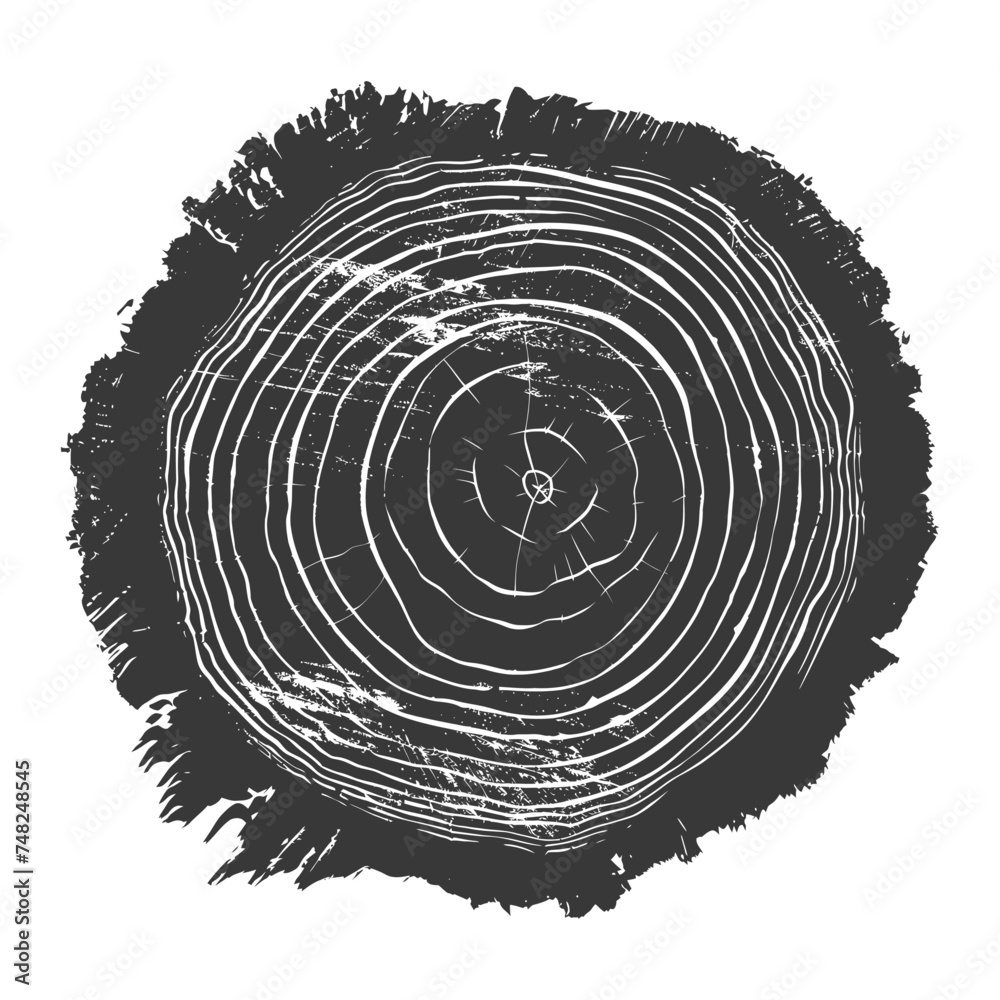 Fototapeta premium Silhouette Tree rings black color only
