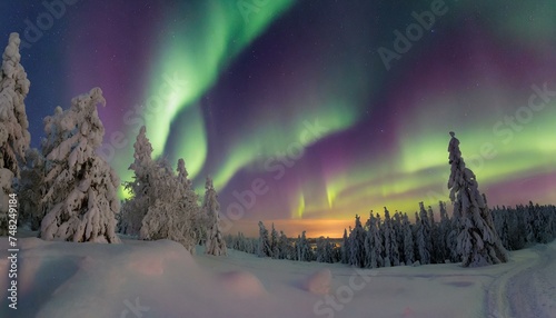 Aurora-Wunder: Wintermärchen unterm leuchtenden Nachthimmel photo