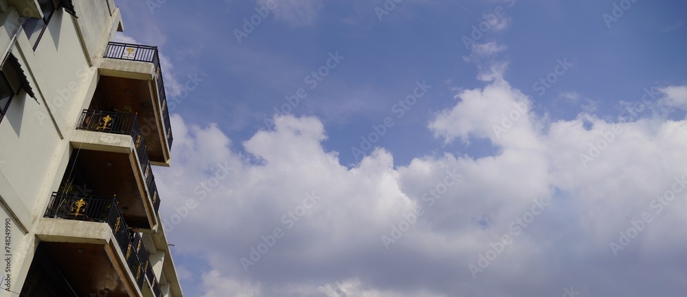 view of an old big building with beautiful sky view of an old big building with beautiful sky