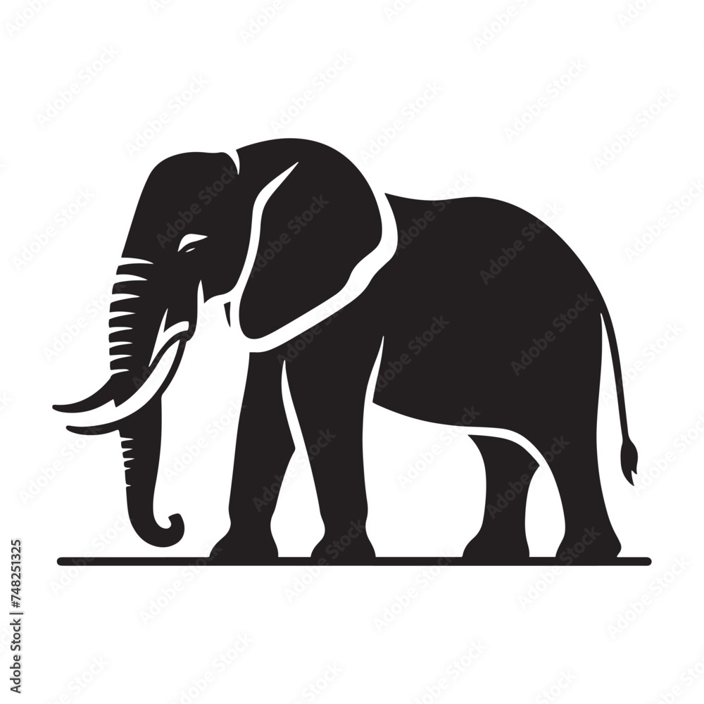 Gentle Giant: Elephant Silhouette - Capturing the Majesty and Serenity of the Magnificent Creature in Simple Form. Elephant Vector, Elephant Illustration.