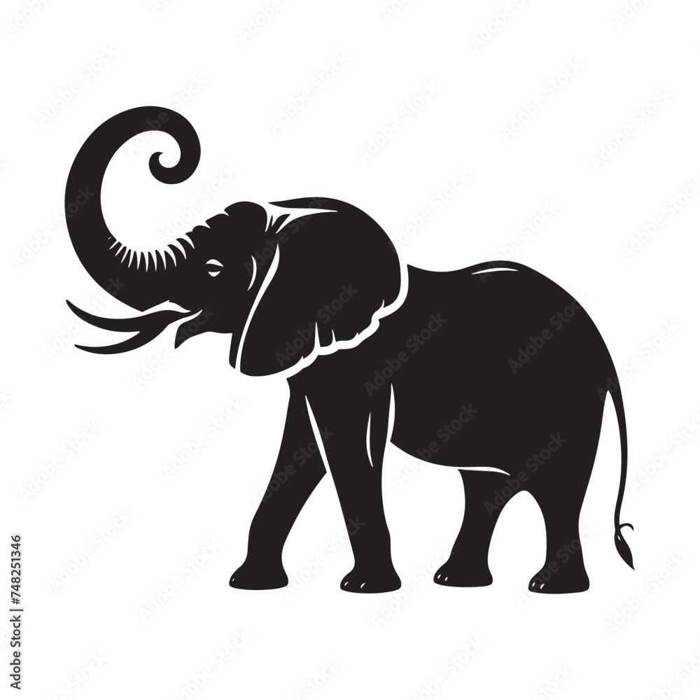 Gentle Giant: Elephant Silhouette - Capturing the Majesty and Serenity of the Magnificent Creature in Simple Form. Elephant Vector, Elephant Illustration.