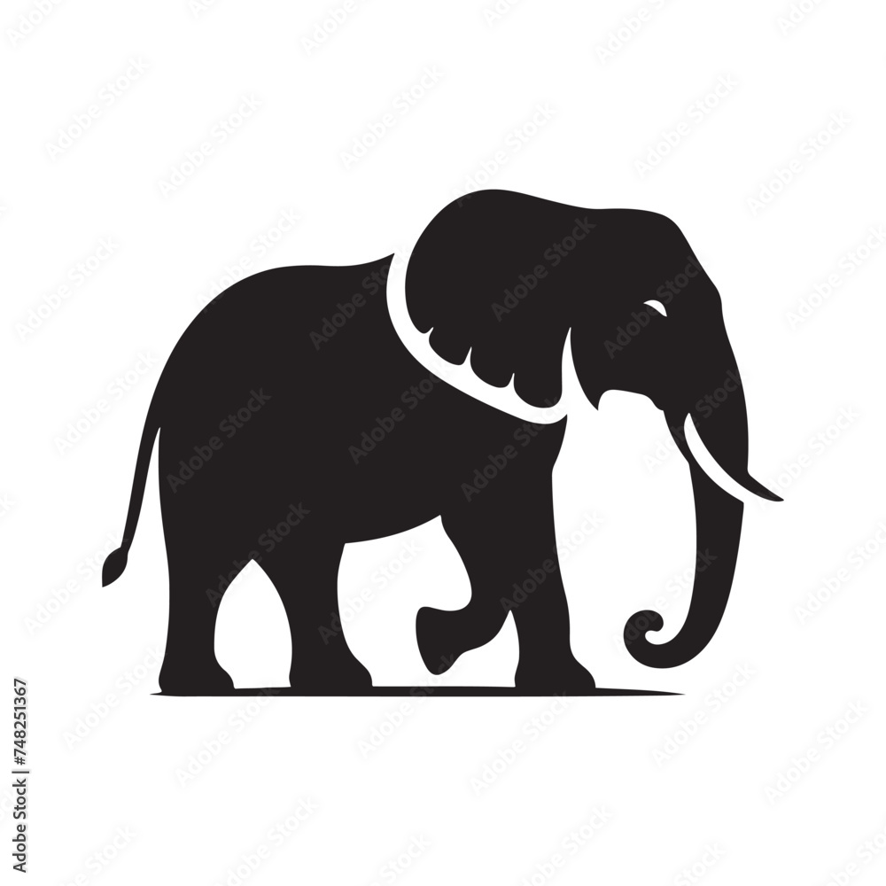 Fototapeta premium Gentle Giant: Elephant Silhouette - Capturing the Majesty and Serenity of the Magnificent Creature in Simple Form. Elephant Vector, Elephant Illustration.