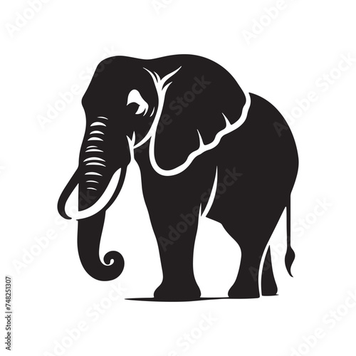 Gentle Giant: Elephant Silhouette - Capturing the Majesty and Serenity of the Magnificent Creature in Simple Form. Elephant Vector, Elephant Illustration.
