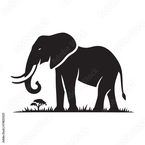 Gentle Giant  Elephant Silhouette - Capturing the Majesty and Serenity of the Magnificent Creature in Simple Form. Elephant Vector  Elephant Illustration.