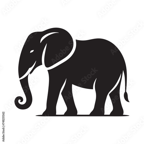 Gentle Giant  Elephant Silhouette - Capturing the Majesty and Serenity of the Magnificent Creature in Simple Form. Elephant Vector  Elephant Illustration.