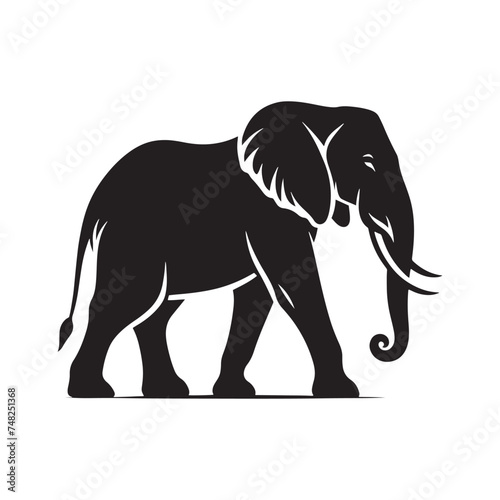 Gentle Giant  Elephant Silhouette - Capturing the Majesty and Serenity of the Magnificent Creature in Simple Form. Elephant Vector  Elephant Illustration.