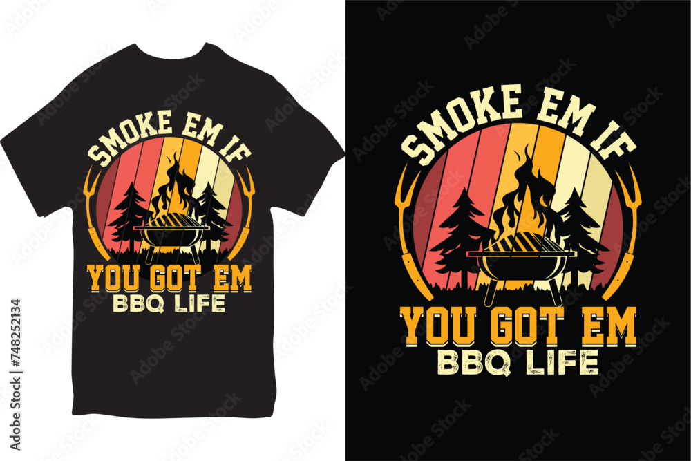 BBQ Vector T-shirt Design, Custom BBQ T-shirt Design
