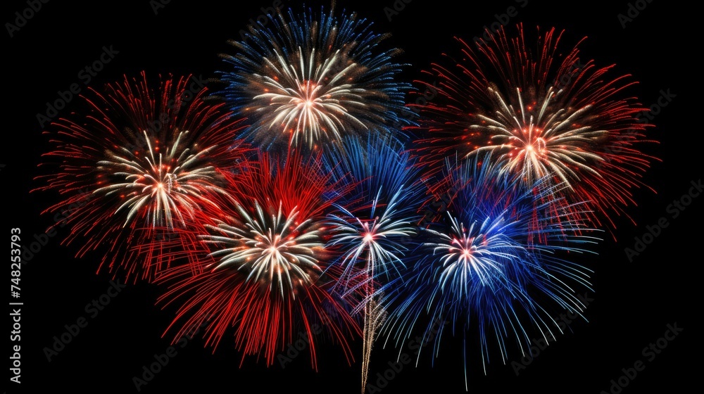 Fireworks light up the sky in red, white and blue.