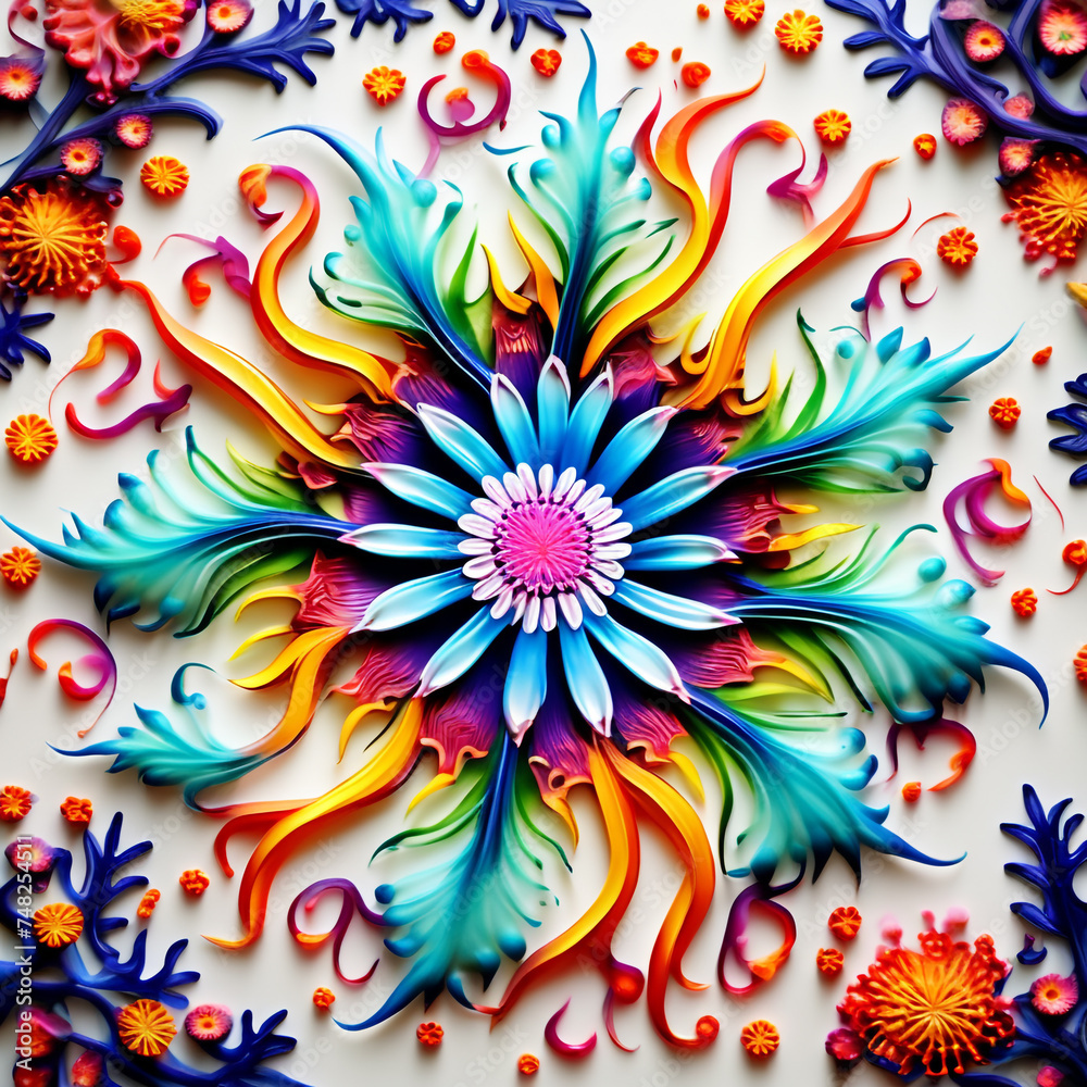 a colorful Hydroid. isolated on a white. mandala art a colorful Hydroid. isolated on a white. mandala art