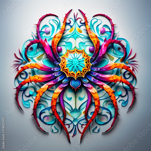 a colorful Sea Spider. isolated on a white. mandala art