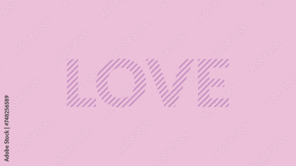 Poster love pink background with striped text
