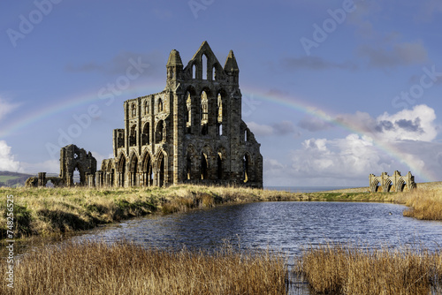 Whitby Abbey with rainbow