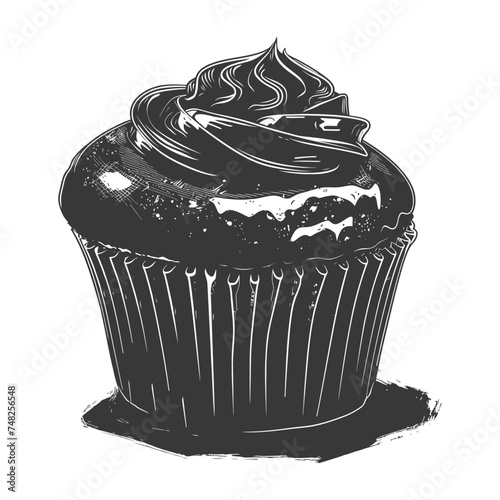 Silhouette muffin cake food black color only