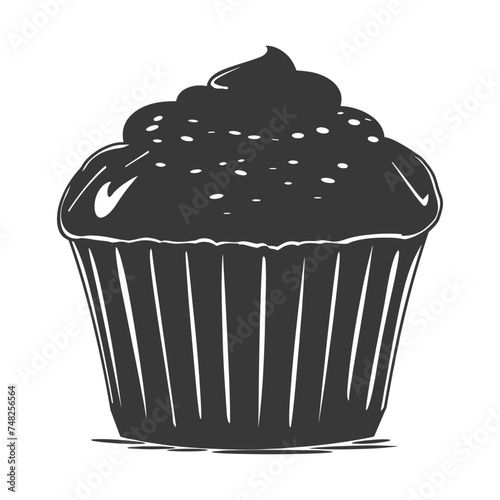 Silhouette muffin cake food black color only