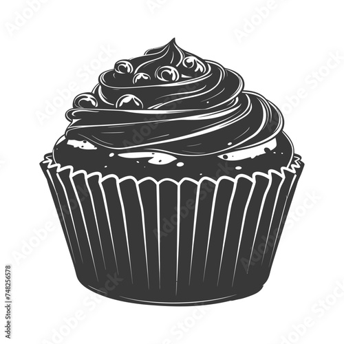 Silhouette muffin cake food black color only