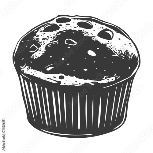 Silhouette muffin cake food black color only
