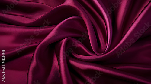 Dark magenta piece of cloth fabric wrinkled texture for background © Taniya