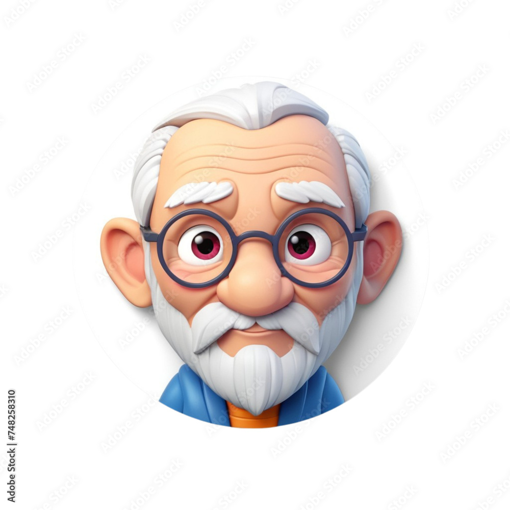 3d render old man avatar collection on isolated transparent background png, generated with AI