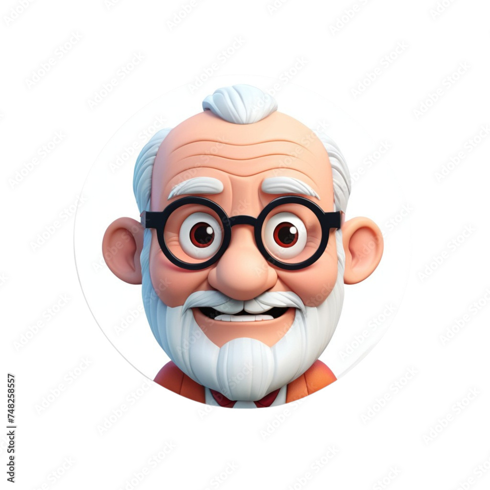3d render old man avatar collection on isolated transparent background png, generated with AI