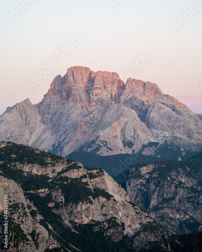 The Dolomite Mountains Sunrise or sunset surrounded by the Dolomites