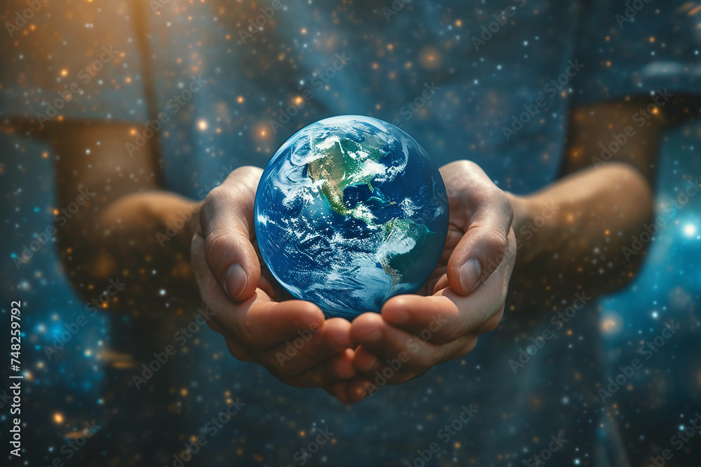 The planet Earth is in the hands of man. The planet Earth is in the hands of man.