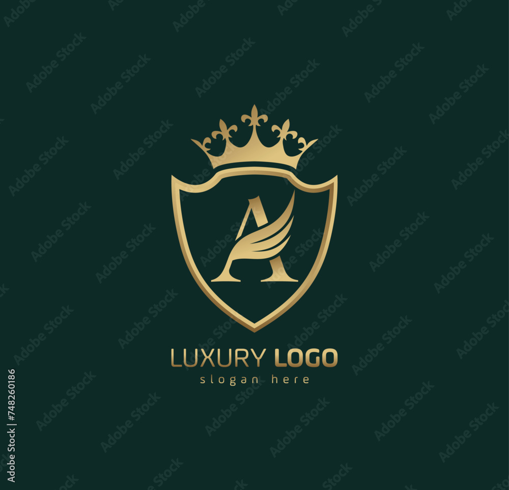 Luxury Crown A logo. Letter A wings logo. Luxury Crown A logo. Letter A wings logo.