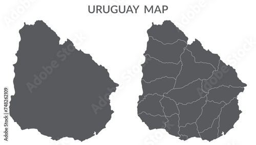 Uruguay map. Map of Uruguay in grey set