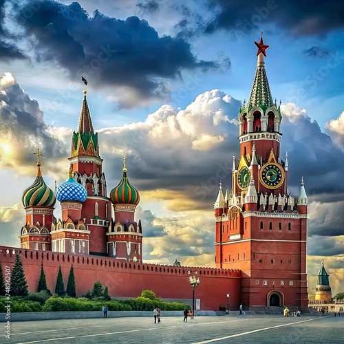 The beauty of Moscow's Red Square, the Kremlin towers, and the Clock Kuranti