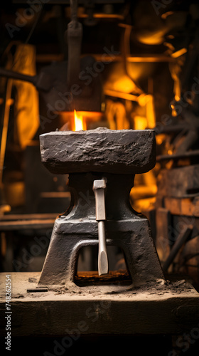 Enduring Anvil: A Testament to Age-Old Blacksmithing Traditions in a Rustic Forge