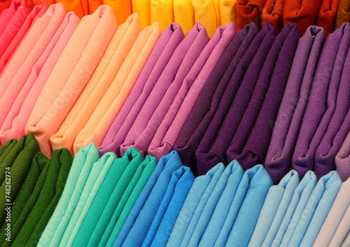 background of fabrics in the fabric and hobby shop