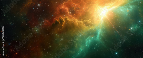 Space background with nebula and stars. Universe with planets and lots of lights. © Shaman4ik