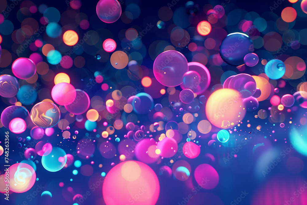 Background image of glowing bubbles and liquid with neon inserts Background image of glowing bubbles and liquid with neon inserts