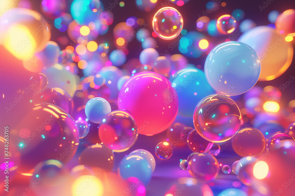 Background image of glowing bubbles and liquid with neon inserts Background image of glowing bubbles and liquid with neon inserts