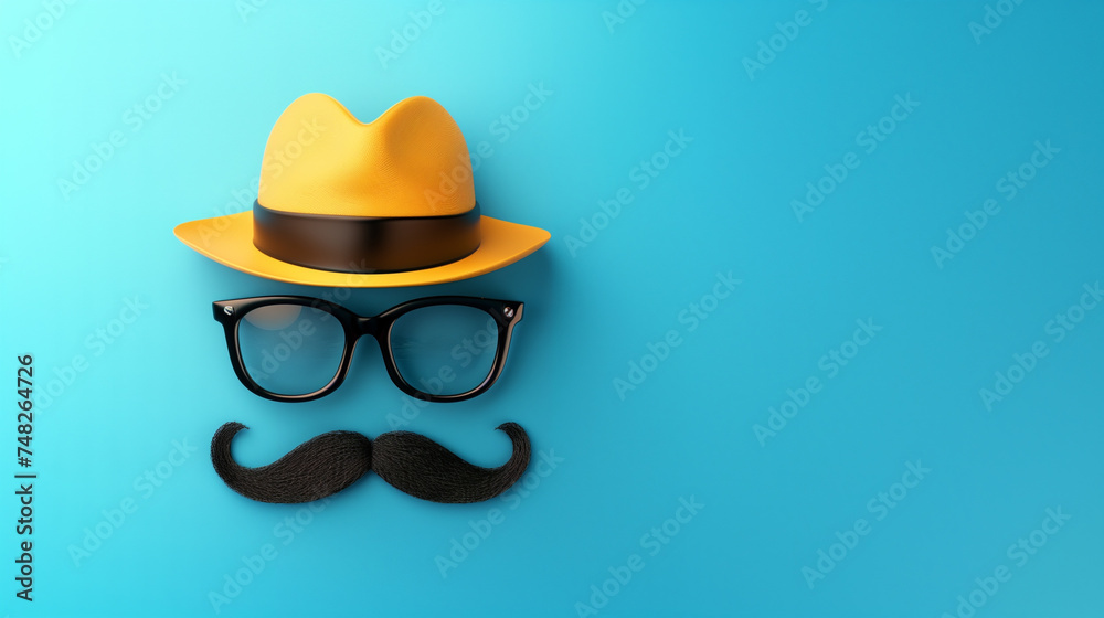 hat, glasses, mustache Father's Day background card template hat, glasses, mustache Father's Day background card template