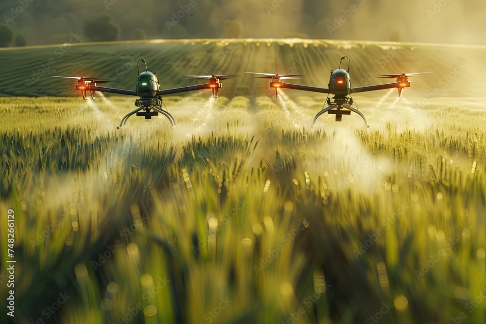 Agriculture drone fly to sprayed fertilizer on the sweet corn fields