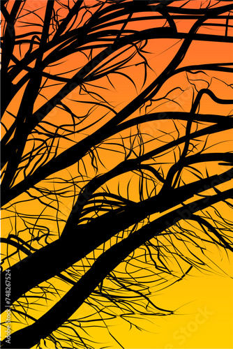 ramas, arboles, siluetas, vegetacion, roble, bosque, paisaje, vector, hojas, abstracto, sauce, tronco, malesa, pegatina