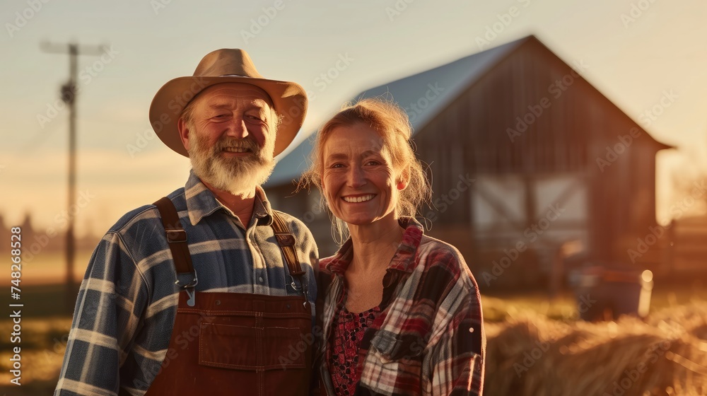 farming, gardening, agriculture, harvesting and people concept - senior couple with shovel picking carrots at farm garden