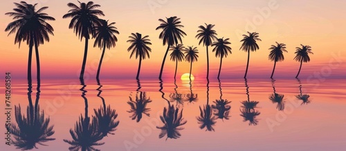 sunset Reflections by the Palm Trees