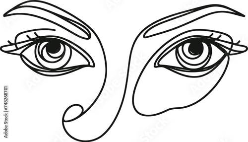 eye in continuous line drawing, minimalist, simplicity contour, pray, 