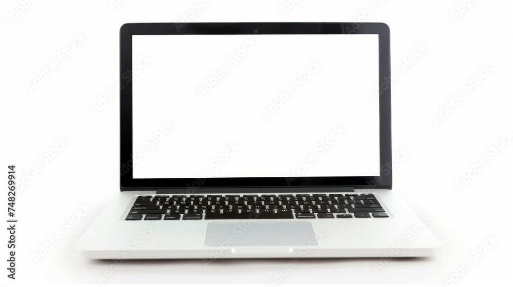 A blank laptop screen on a white isolated background. A blank laptop screen on a white isolated background.