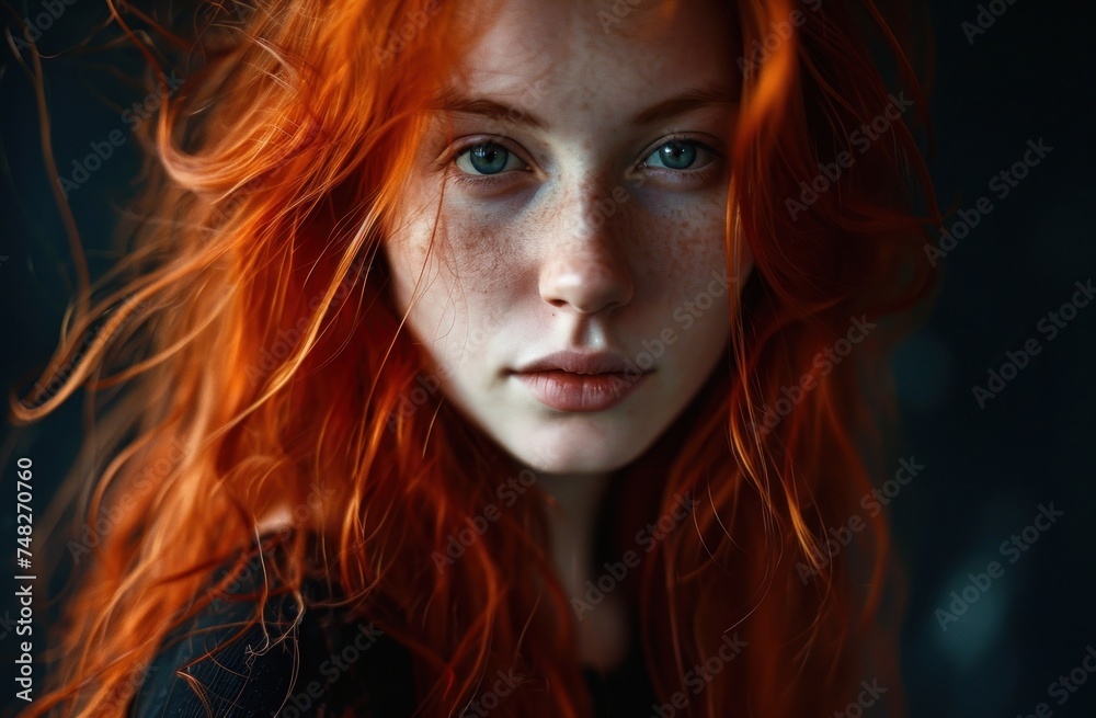 a woman with red hair and freckles