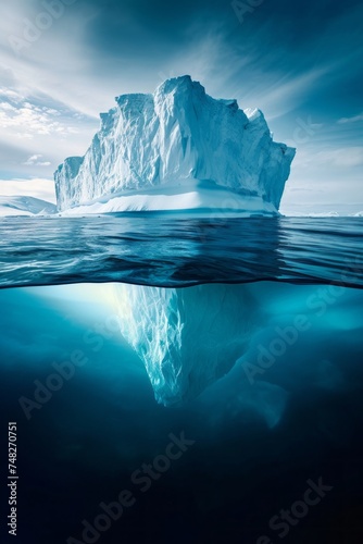 Iceberg with above and underwater view.