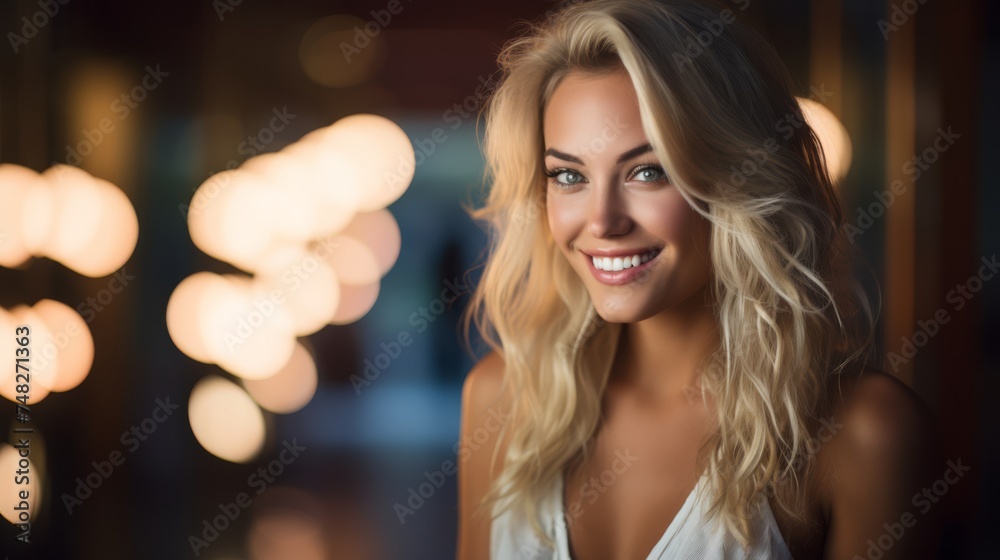 Beautiful blonde shows off her white teeth Beautiful blonde shows off her white teeth