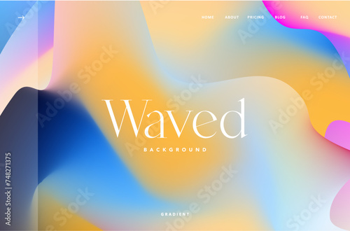Wavy rainbow gradient mash flow shape background landing page. Trendy Neon tones modern color blue, pink and orange blend background design for cover, poster, flyer, presentation, advertising, banner