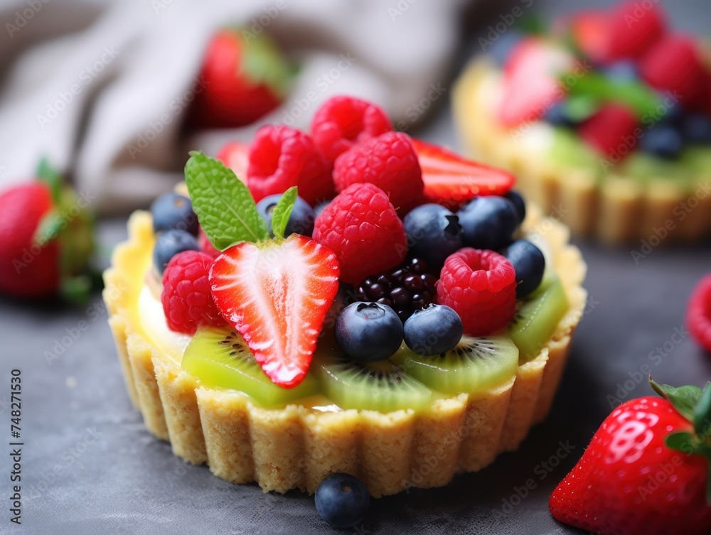 a fruit tart with berries on top